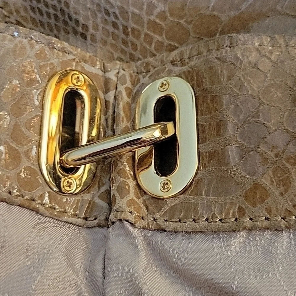Vtg MICHAEL KORS 1990s Tan Snakeskin Slouchy Hobo Bag AP-1012